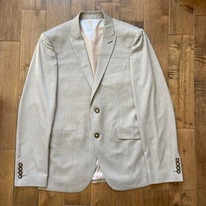 Mens Beige Blazer Enrique Morano 38R NWOT Tan Polyester